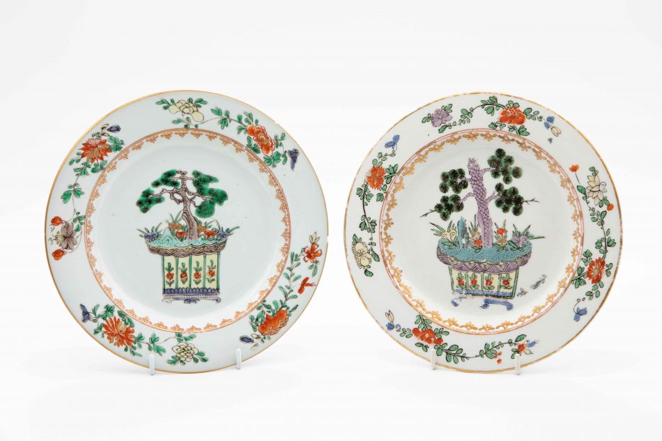 Pair of Famille Verte Porcelain Plates