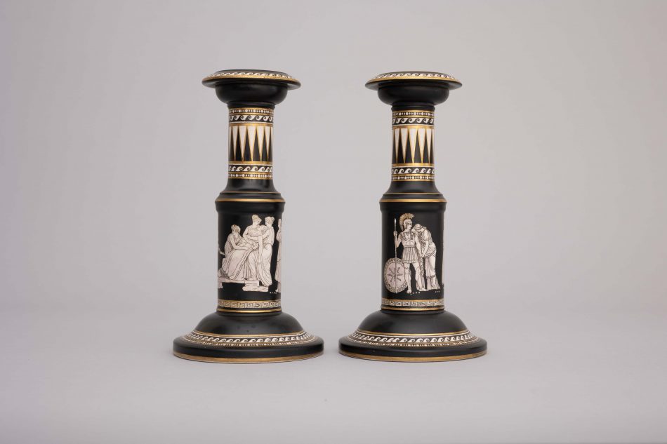 Neoclassical Pottery Candlesticks