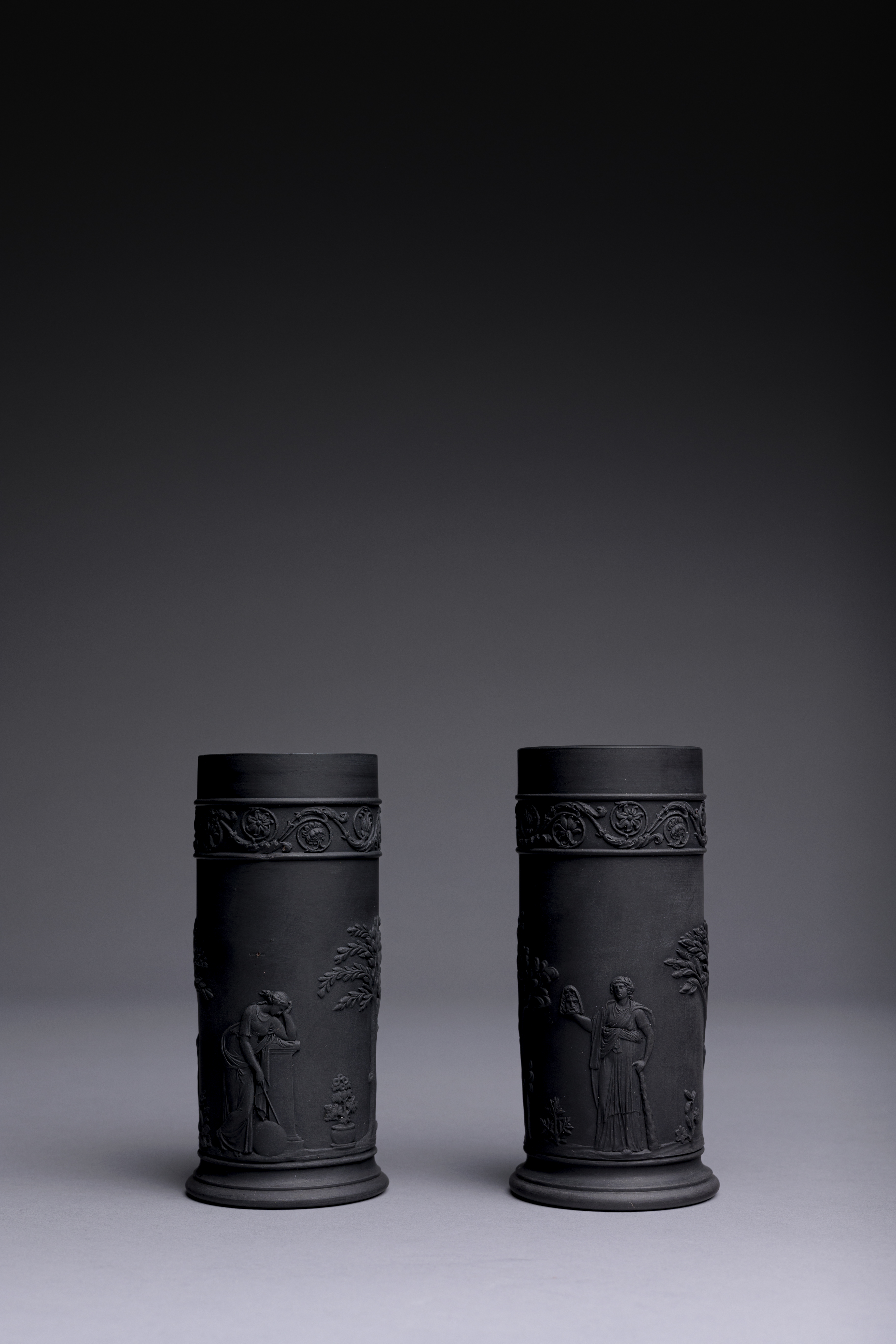 Black Basalt Wedgwood Vases